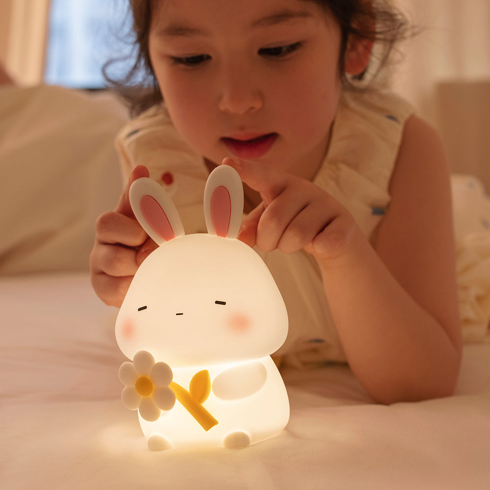 LED Bunny Night Light – Soft Silicone USB-Rechargeable Lamp with Tap Control | Warm White