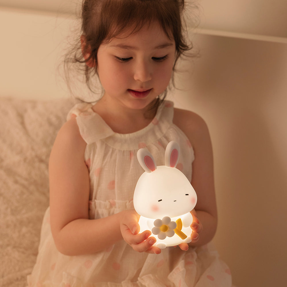 LED Bunny Night Light – Soft Silicone USB-Rechargeable Lamp with Tap Control | Warm White