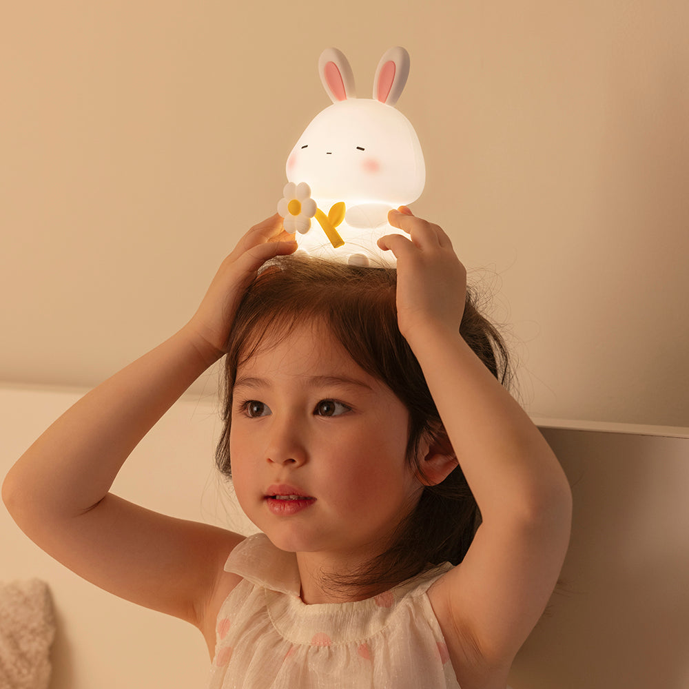 LED Bunny Night Light – Soft Silicone USB-Rechargeable Lamp with Tap Control | Warm White