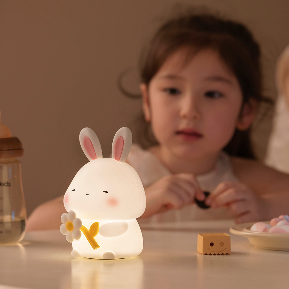 LED Bunny Night Light – Soft Silicone USB-Rechargeable Lamp with Tap Control | Warm White